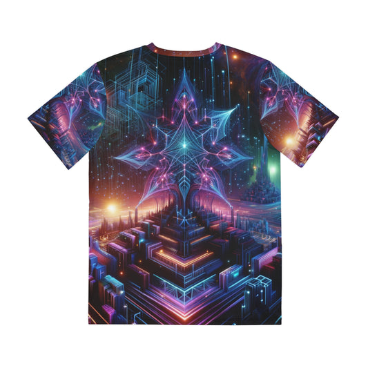 LuckeLadybug cool streetwear neon shirt with vibrant futuristic digital art design