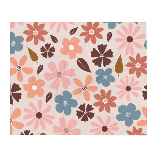 LuckeLadybug cozy flower blanket for living room with multicolor floral pattern on soft fabric