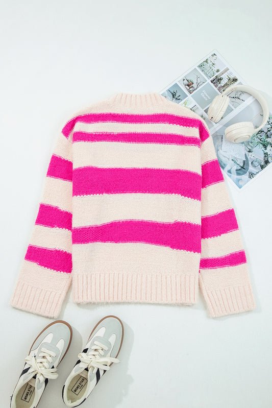 Sequin Letter Graphic Sweater In Stripes