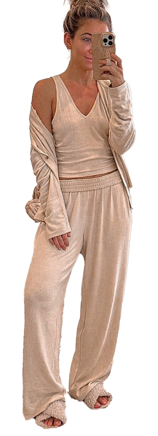 Oatmeal Knit Lounge Set Pajama Set
