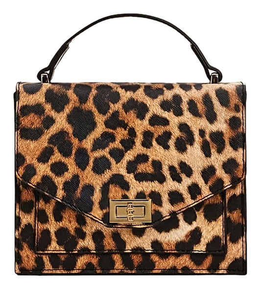 Leopard Print Vintage Clutch Handbag Side View
