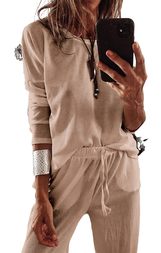 Parchment Textured Lounge Set Pajama Set