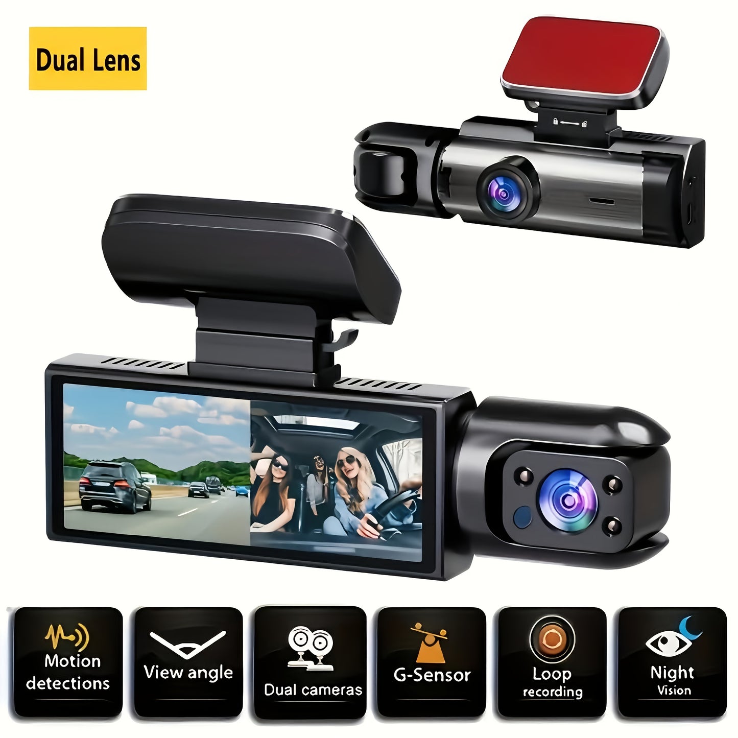 1080p Dual Camera Dash Cam With Memory Card