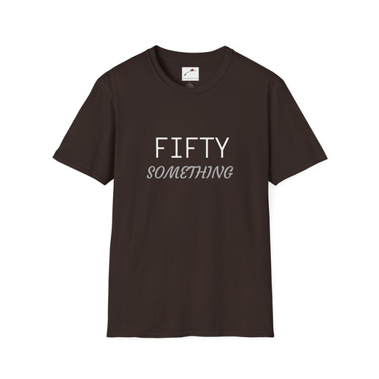 Black LuckeLadybug fifty something t shirt with white and gray text on front