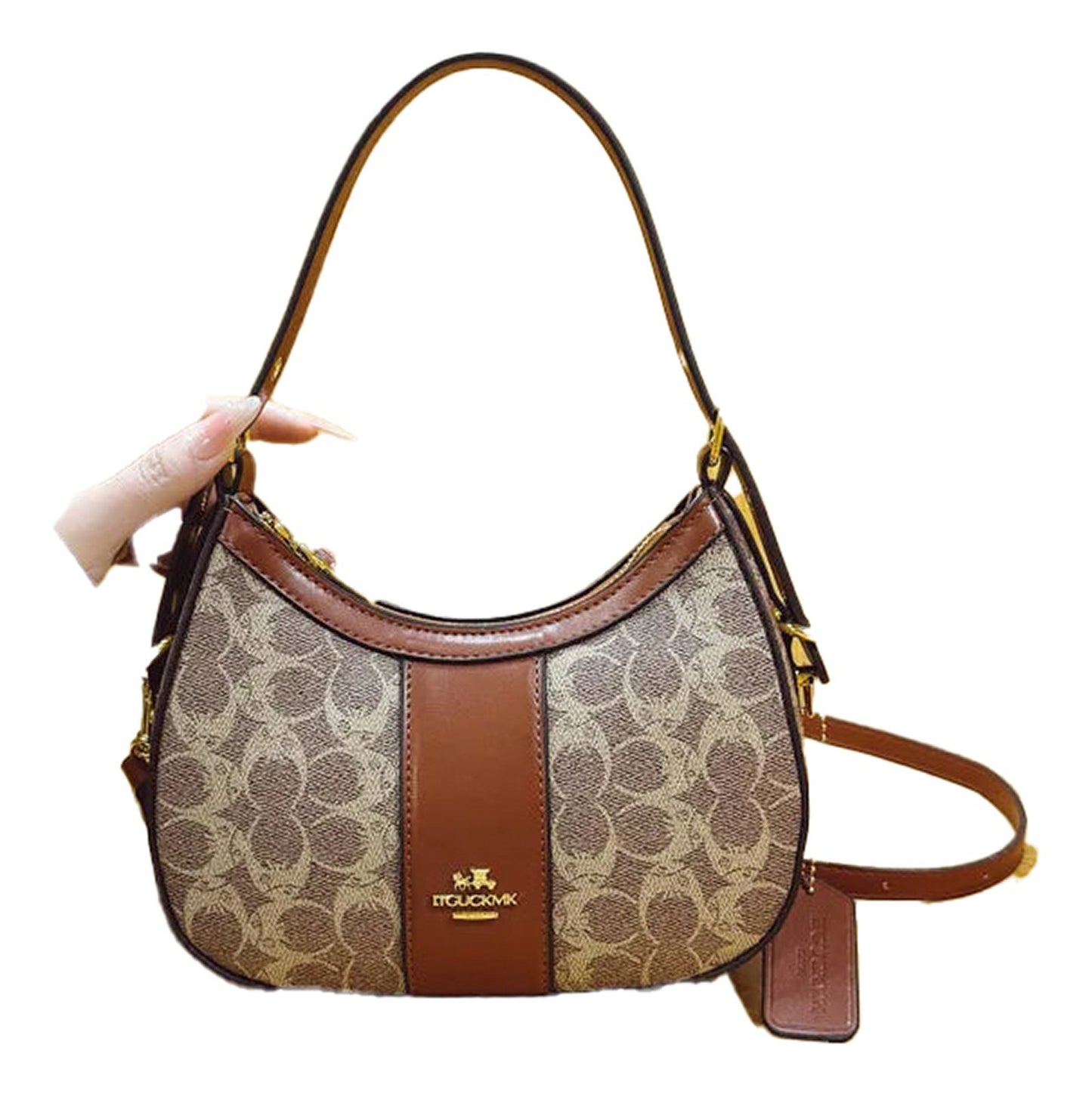 Geometric pattern women's hobo bag with stylish design and adjustable strap from LuckeLadybug LLC