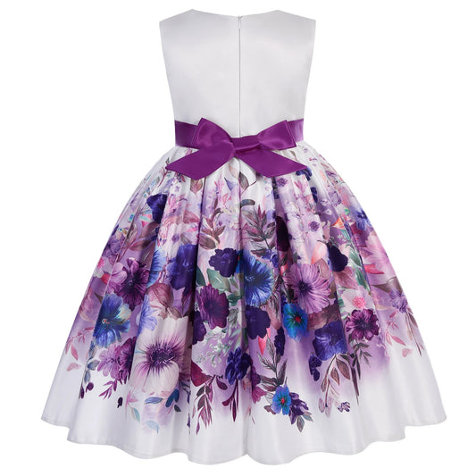 Girls Floral Princess Dress With Bow