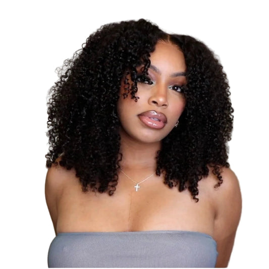 Glueless human hair wigs featuring soft and bouncy curly locks for a natural look