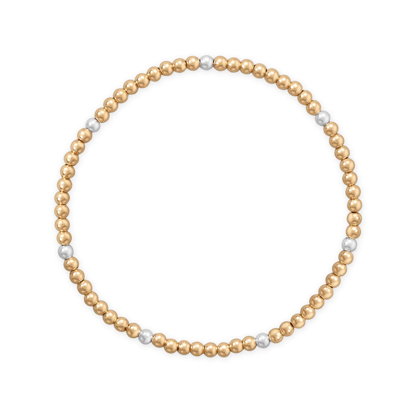 LuckeLadybug LLC gold filled silver bead bracelet designed for stylish layering and everyday wear
