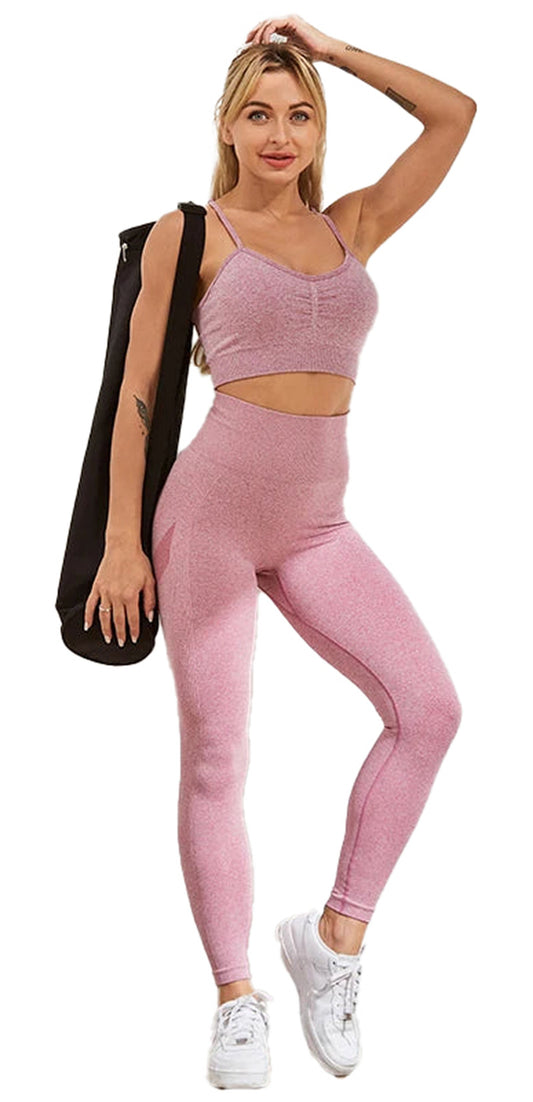 LuckeLadybug high waist bubble butt leggings in pink with a stylish fit for workout or casual wear