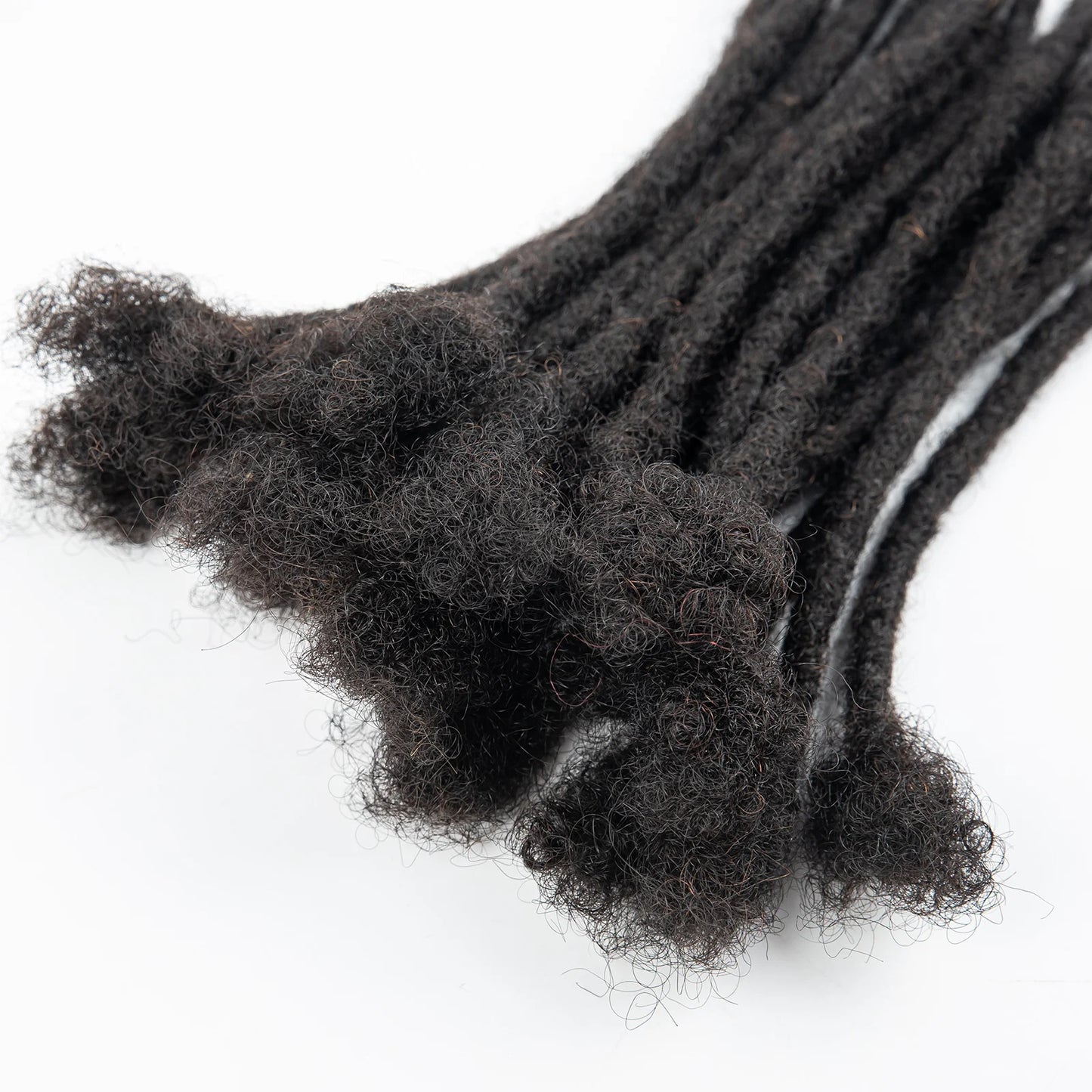 Human hair dreadlock extensions in black color, perfect for stylish and versatile hairstyles