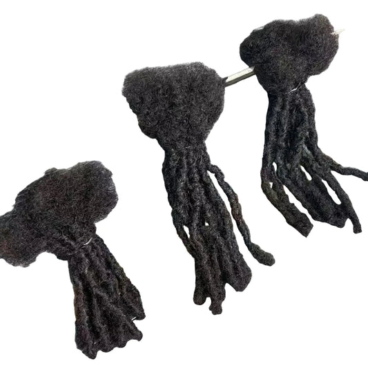LuckeLadybug human hair dreadlock extensions in natural black for stylish and versatile looks