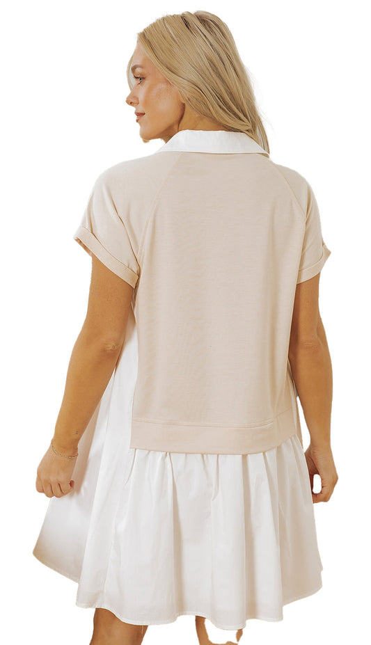 LuckeLadybug Jet Stream Shirt Collar Dress with a Relaxed Fit and Flowy Skirt for Summer Style