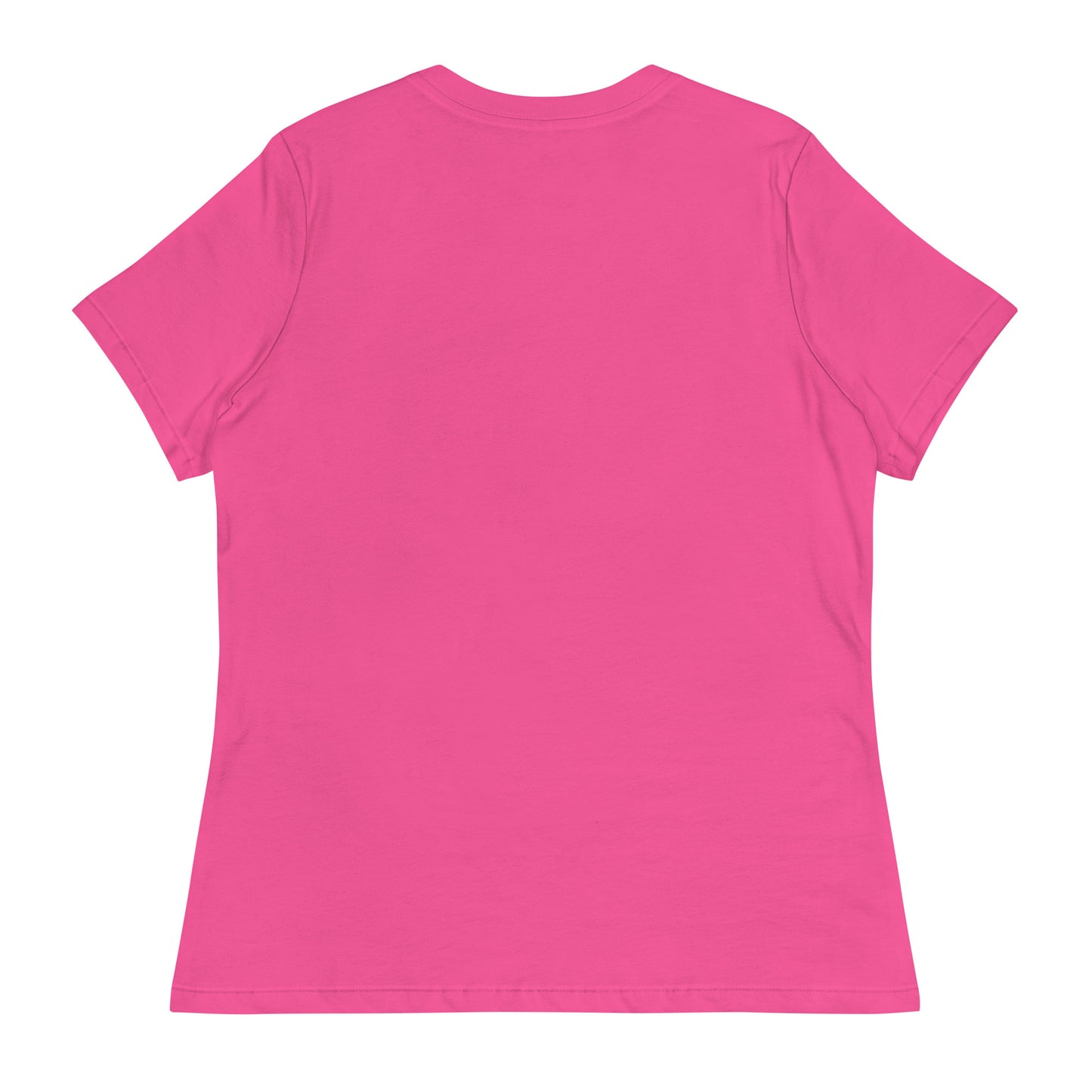 Back view of LuckeLadybug pink let them words t-shirt for women in a classic fit style