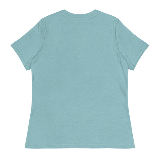 Back view of light blue do not disturb sloth t-shirt with short sleeves and crew neck