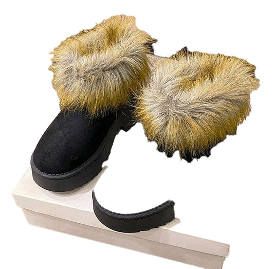 Luxury faux fur snow boots women featuring a stylish design and plush fur for warmth and comfort