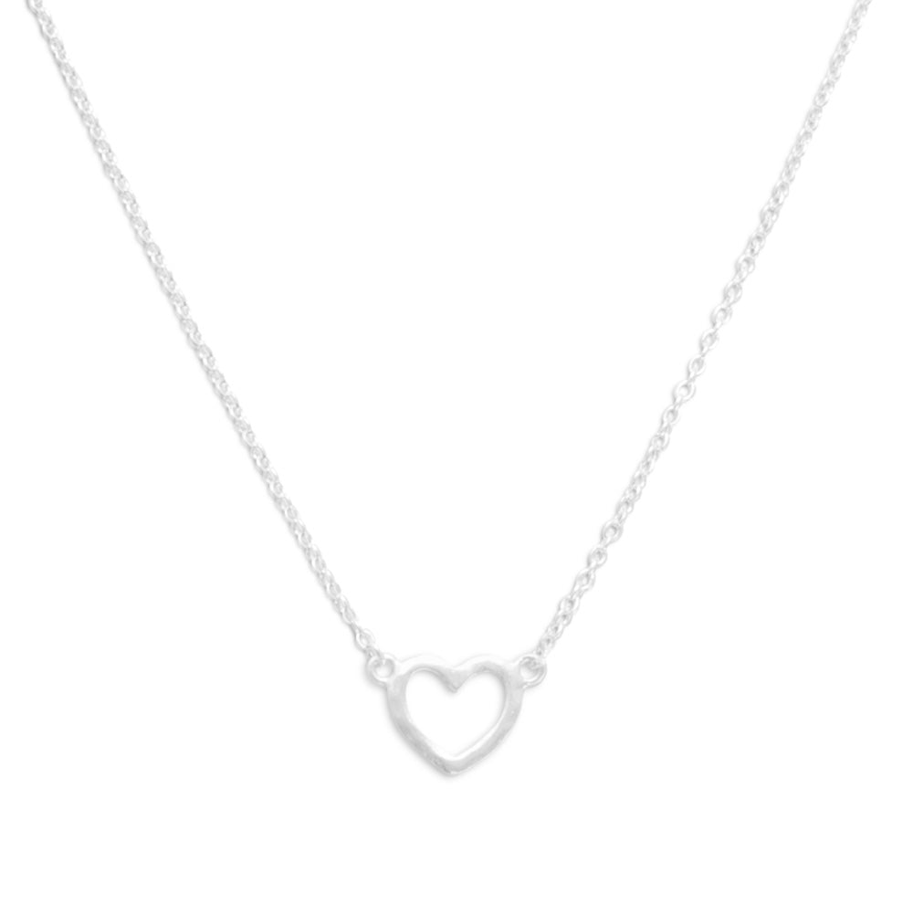 LuckeLadybug LLC matte heart cutout necklace on a delicate silver chain for elegant styling