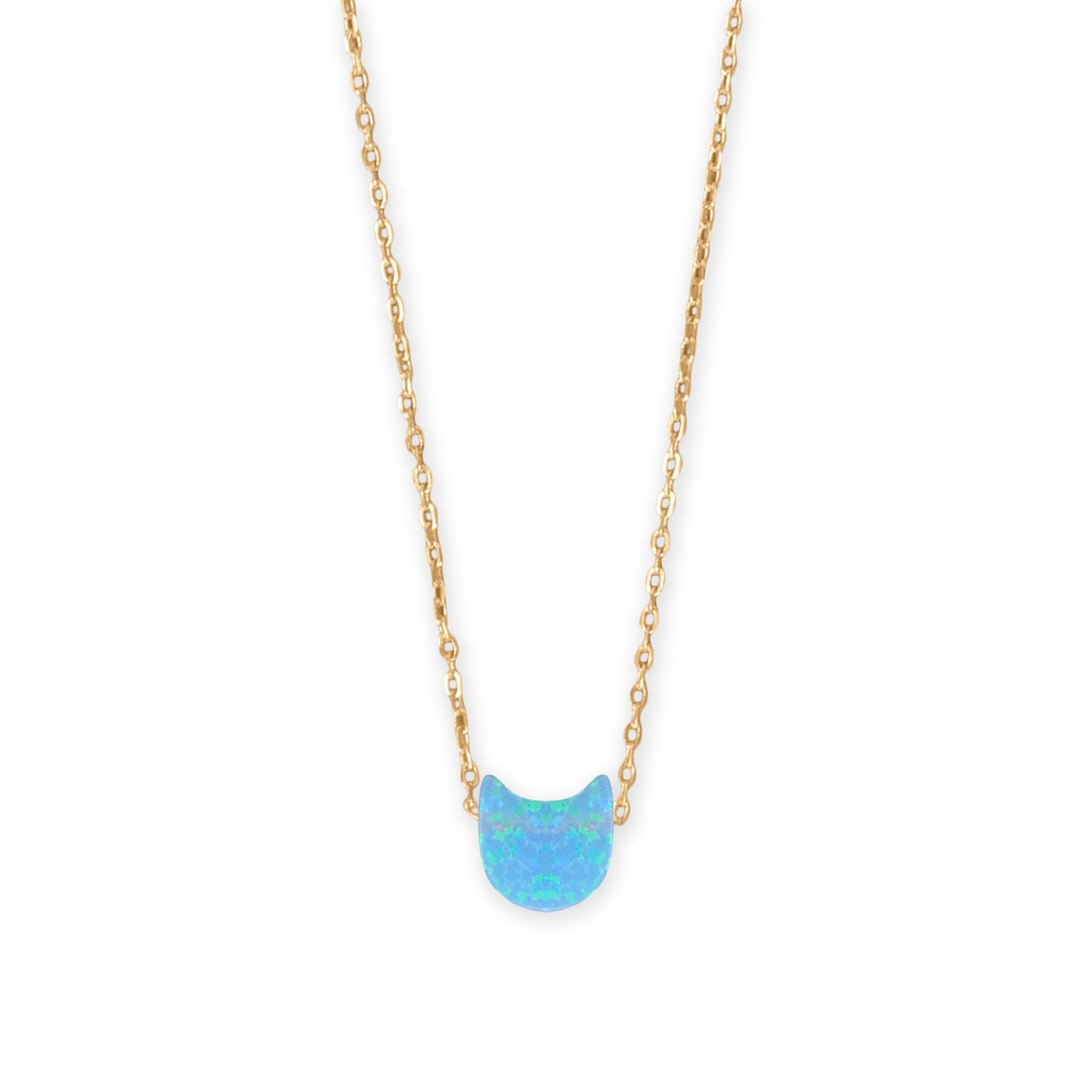 Opal cat necklace gold plated featuring a cute cat-shaped pendant on a delicate chain