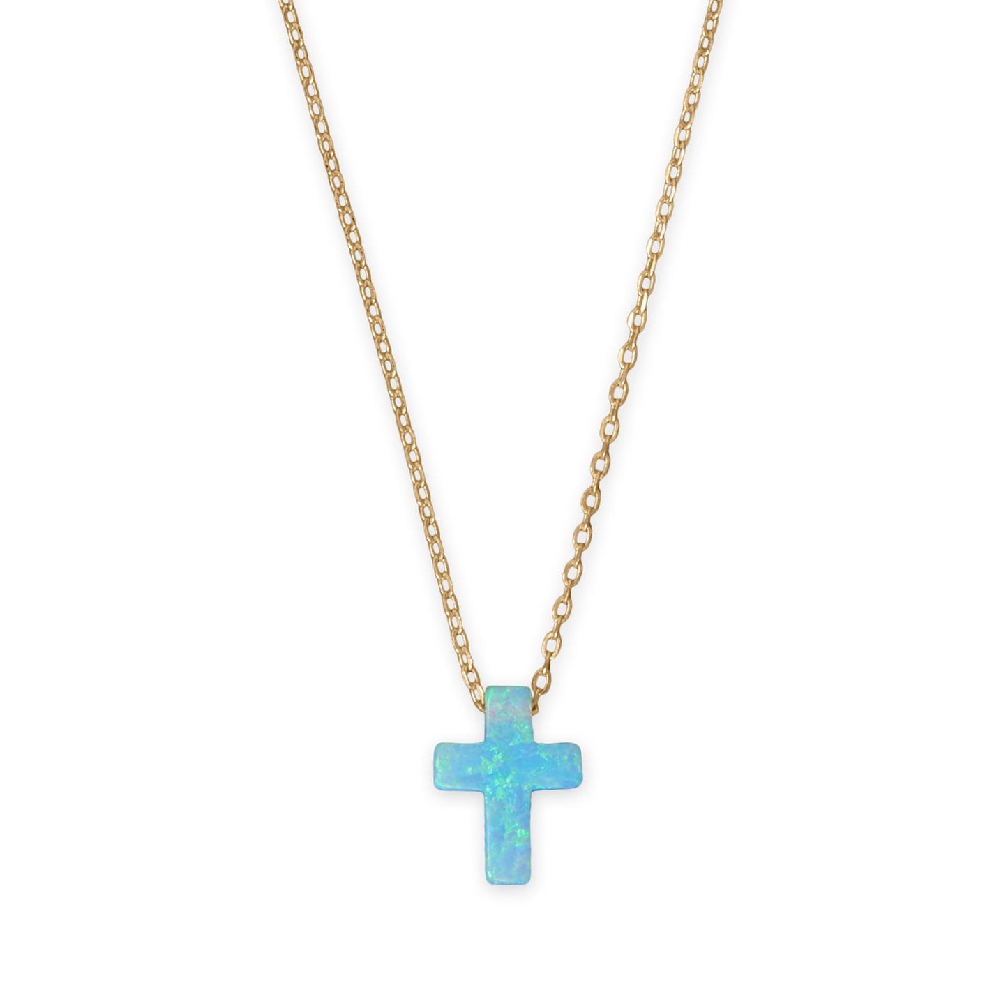 Opal cross necklace gold plated with a delicate chain and vibrant opal cross pendant