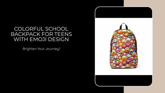 Colorful School Backpack for Teens with Emoji Design by@Outfy