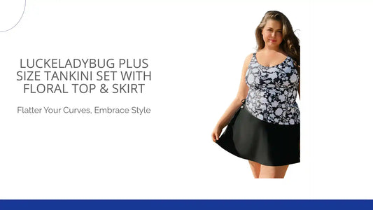 LuckeLadybug Plus Size Tankini Set with Floral Top & Skirt by@Outfy