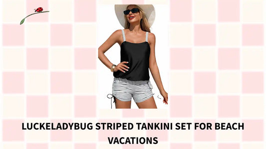 LuckeLadybug Striped Tankini Set for Beach Vacations by@Outfy