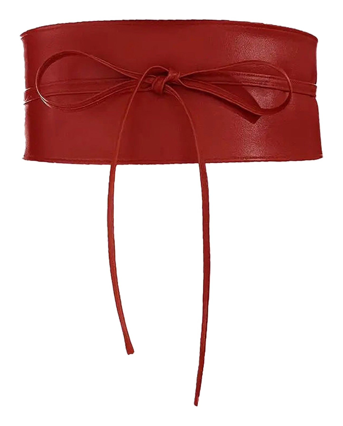 Red PU leather corset belt for women with stylish tie closure for fashionable outfits