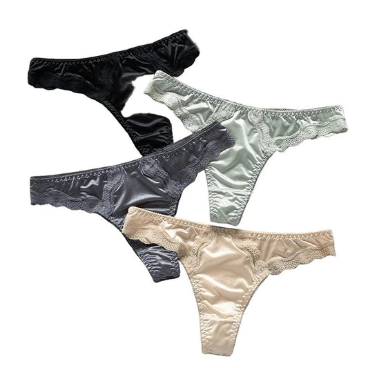 Back View of Seamless Lace Thong Underwear for Women