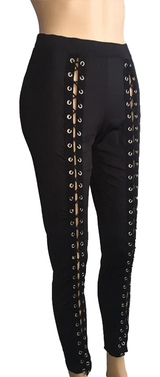 Sexy Black Strappy Leggings For Women