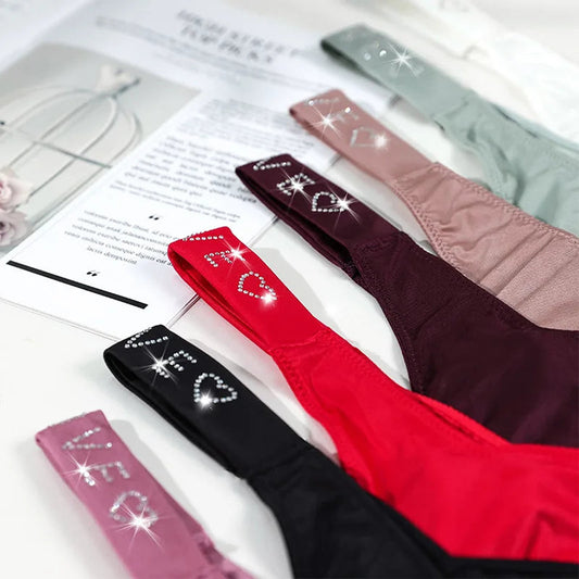 Colorful collection of sexy thong for women with glittering details and various shades