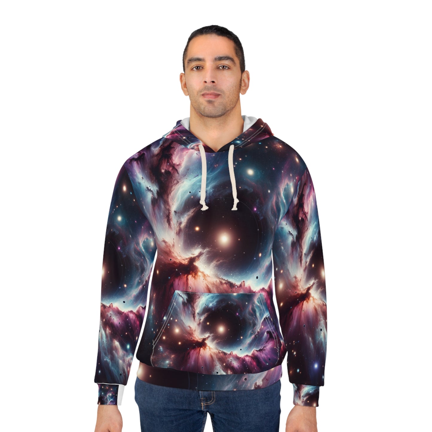 Space themed sweatshirt for men with galaxy print hoodie from LuckeLadybug