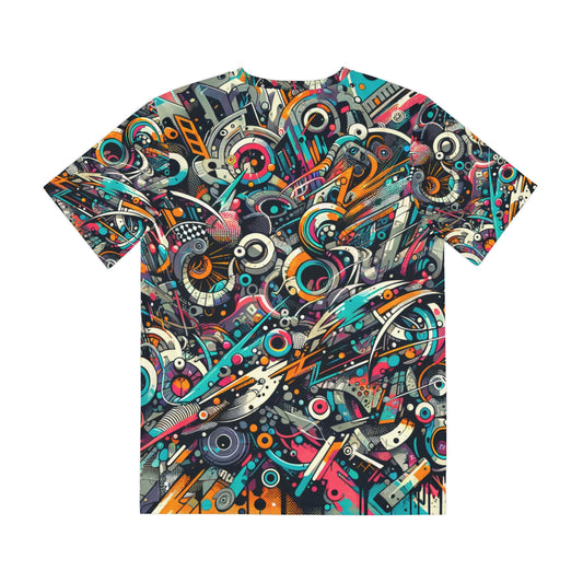 LuckeLadybug street art graphic tee with vibrant abstract urban graffiti design on short sleeve t-shirt