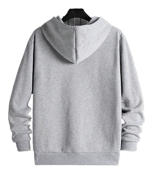 Back view of a gray men's urban streetwear hoodie from LuckeLadybug LLC, featuring a classic design