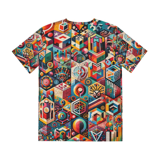 LuckeLadybug urban streetwear tee for men with vibrant geometric and abstract colorful pattern