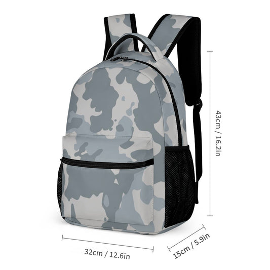 Inkedjoy Grey Camo Backpack Three-Piece Set durable school backpack with front pocket and mesh side pockets