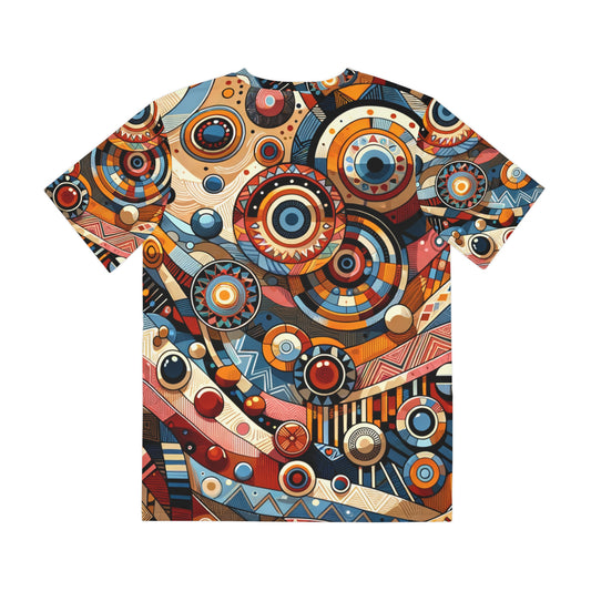 LuckeLadybug trendy african style shirt with colorful geometric and circular patterns