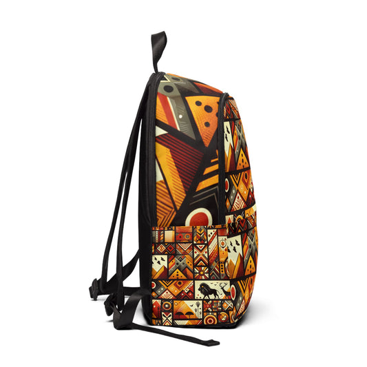 LuckeLadybug vibrant ethnic style backpack with bold geometric patterns and adjustable straps