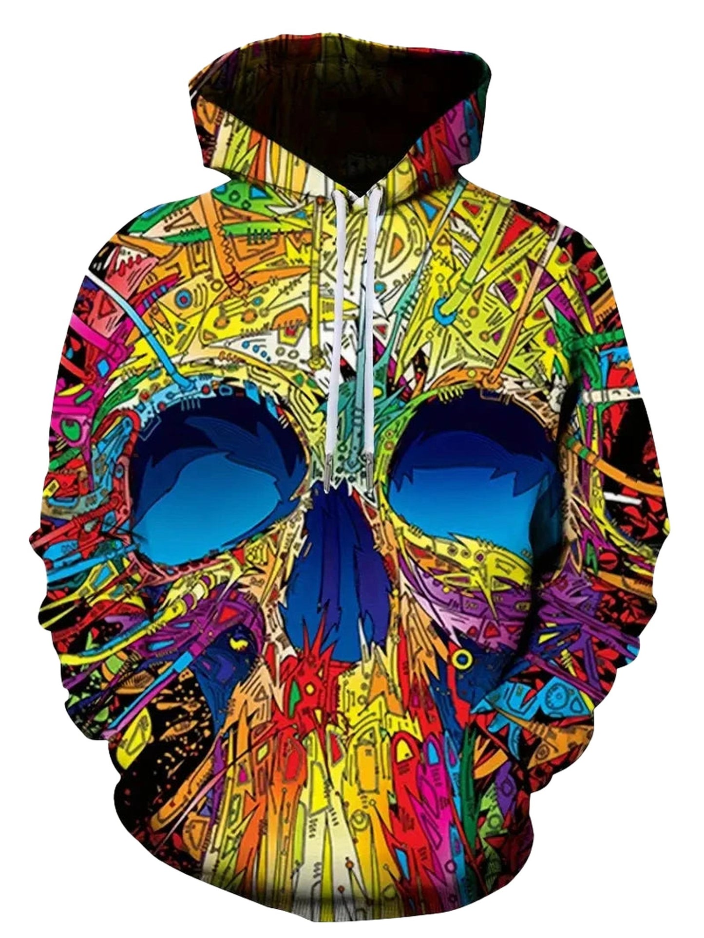 Colorful vintage horror skull hoodie with a vibrant graphic design for bold fashion statements