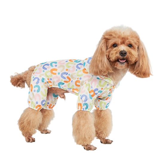 LuckeLadybug Waterproof Dog Raincoat for Small Dogs in Colorful Abstract Print