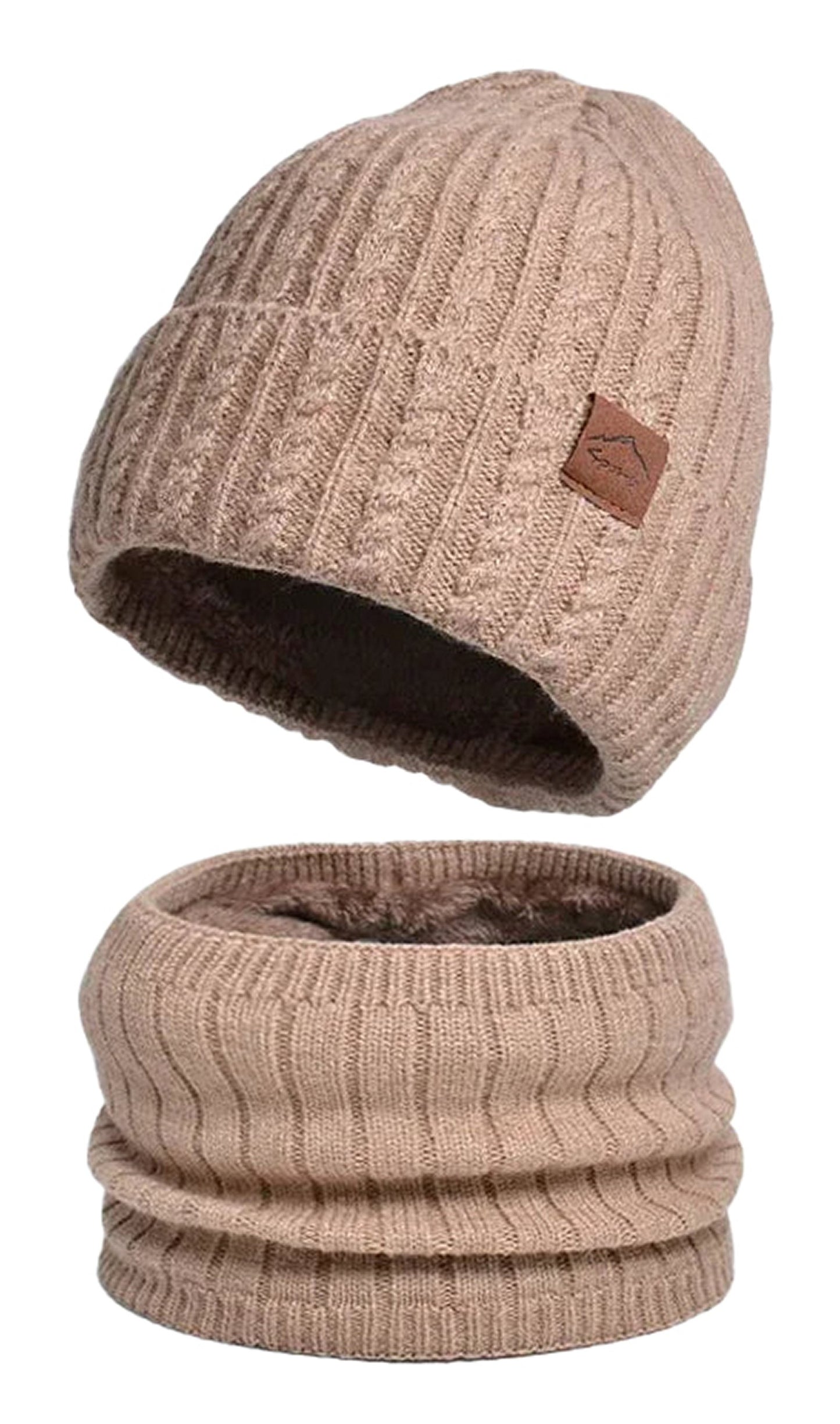 LuckeLadybug LLC cozy winter beanie hat men women in beige ribbed knit design for warmth and style