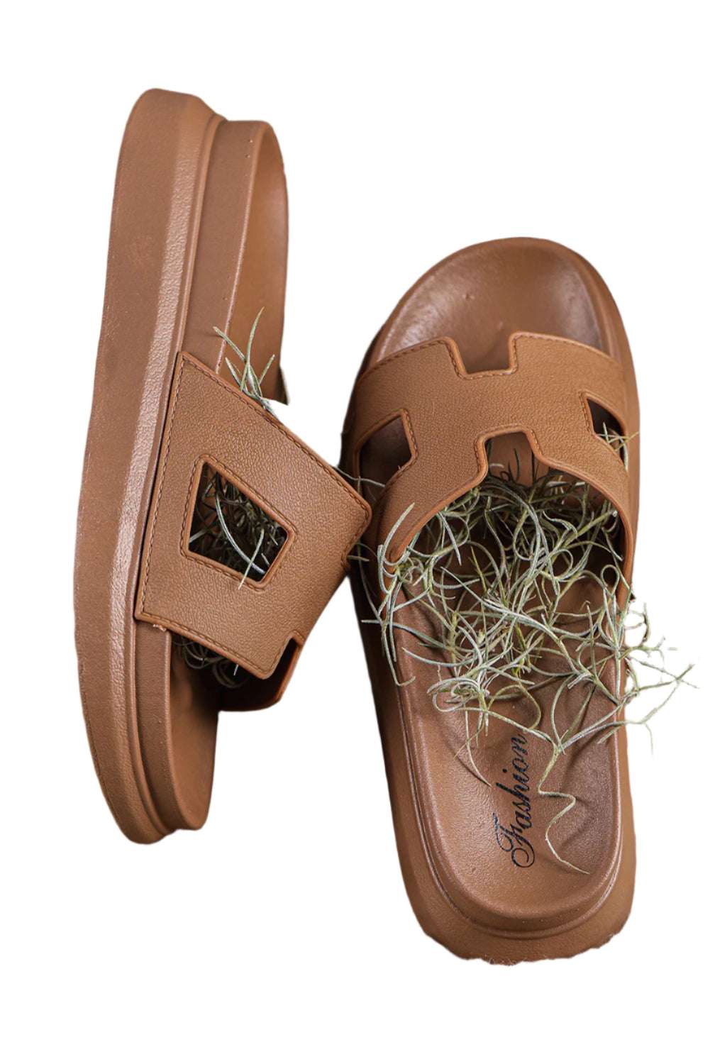 LuckeLadybug LLC womens fashion platform sandals in brown with open toe and cutout strap design