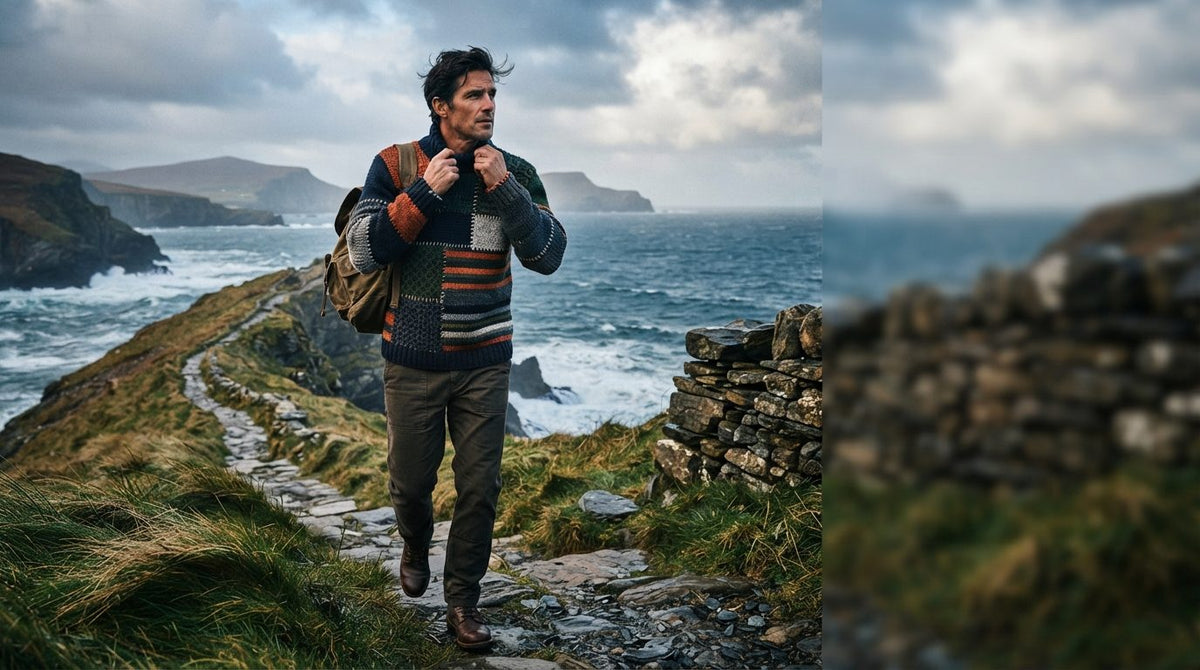 Smock: Mastering the Mens Patchwork Mock Neck Striped Knit Sweater for Cooler Weather
