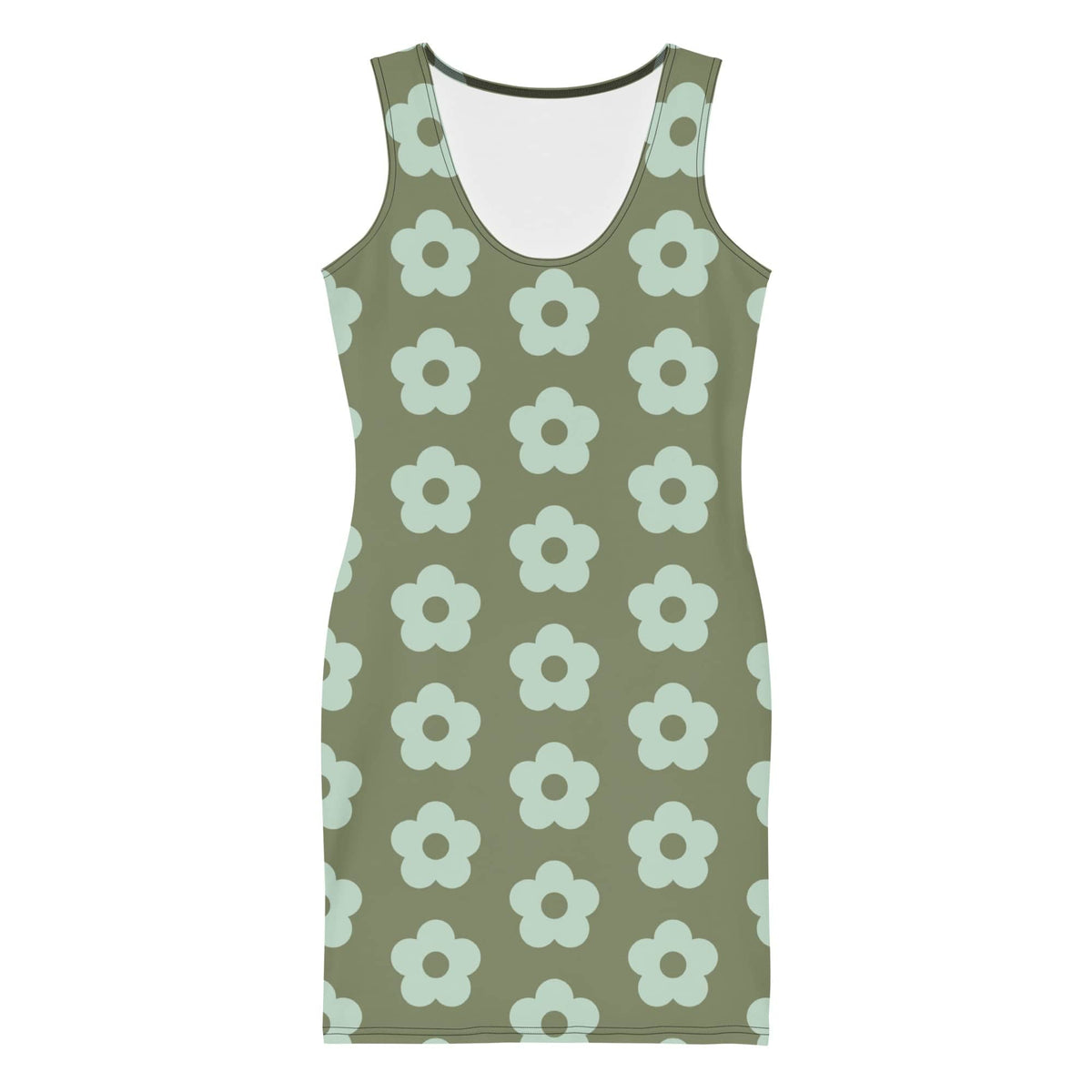 Luckeladybug Green Fitted Summer Dress Bodycon Style with Floral Pattern for a Stylish Look