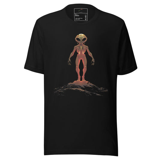 Cosmic Outer Space Shirt Alien Tee featuring a bold alien graphic on a black background