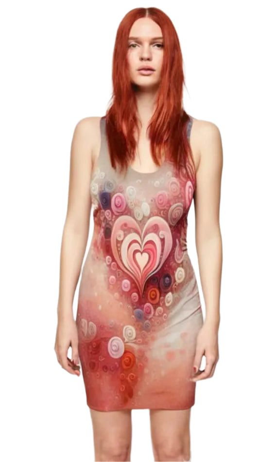Women'S Abstract Heart Dress Racerback Style