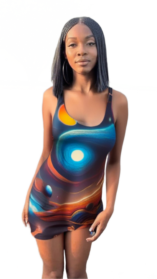 WomenS Cosmic Fashion Dress Flare Style