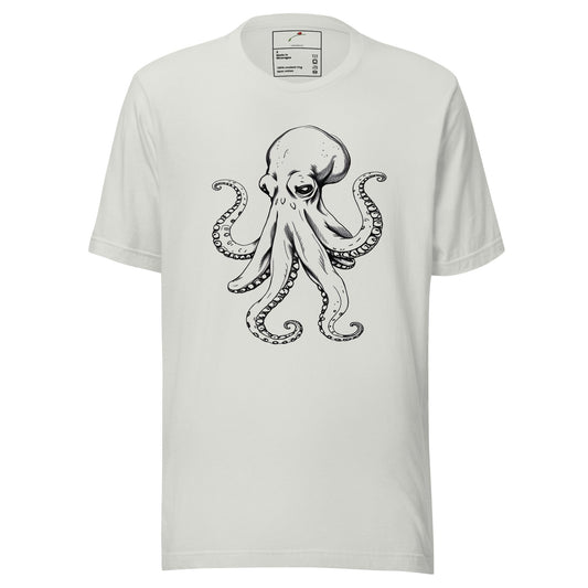 Octopus Graphic T-Shirt Casual Cotton Tee featuring a unique octopus design on a white background