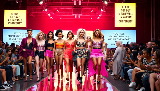 Fashion models walking runway showcasing breaking gender norms in clothing with bold and diverse styles