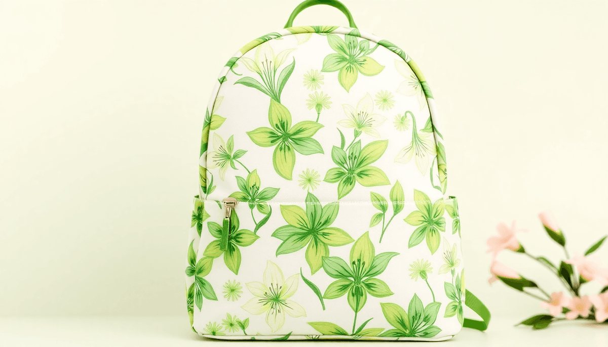 Embrace the Charm of Our Adorable Green Lily Print Backpack - LuckeLadybug LLC