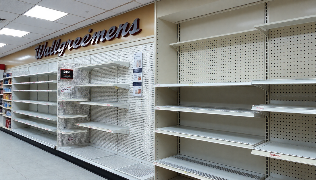 Closed Walgreens store with empty shelves
