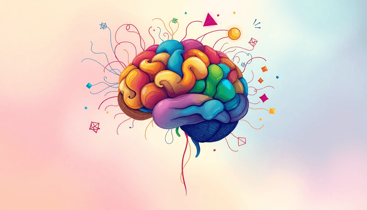 Colorful abstract brain illustration representing a psychology t-shirt design concept